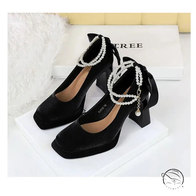 Square Toe Chunky Heel Waterproof High