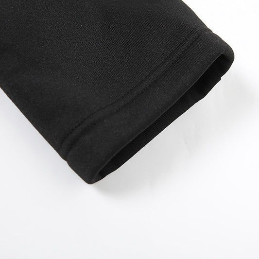 Black fabric sleeve of a Casual High Waist Skirt Suit, highlighting stylish langry fashion