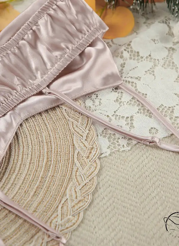 Light pink satin lingerie top in Winter Skin-Friendly Pajamas Set