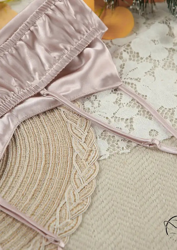 Light pink satin lingerie top in Winter Skin-Friendly Pajamas Set