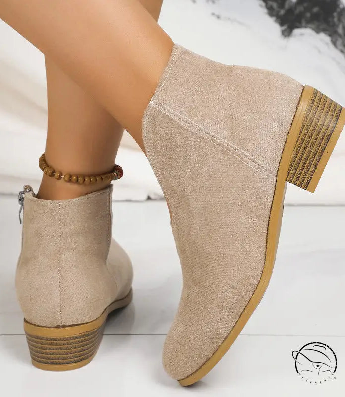 Beige suede ankle boots in Winter Cute Boot with free shipping