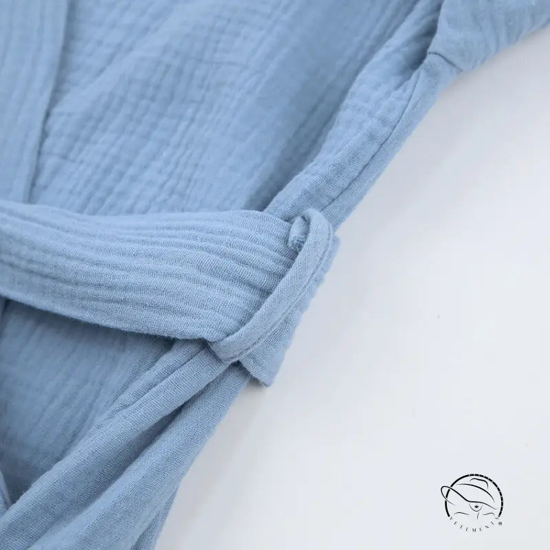 Light blue muslin pure cotton casual nightgown with tied knot