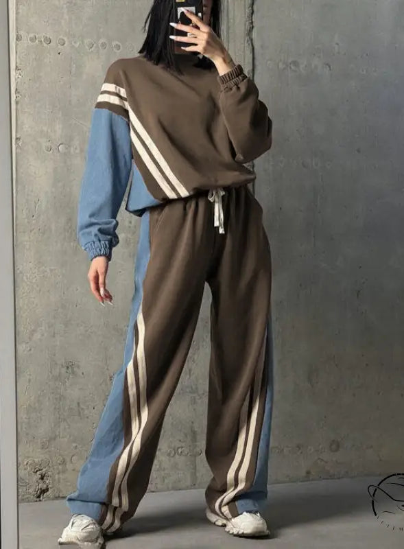 Sports Striped Sweater Sets