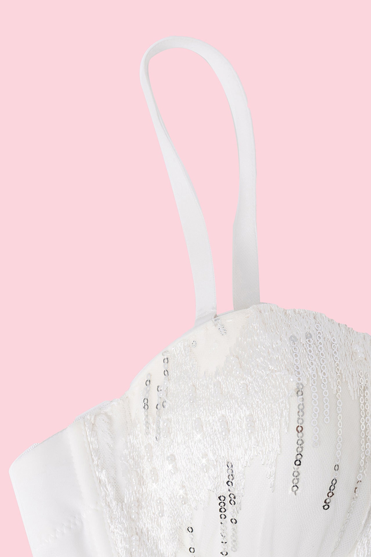 Langry fashion white lace bra with silver sequins in ملابس corset top