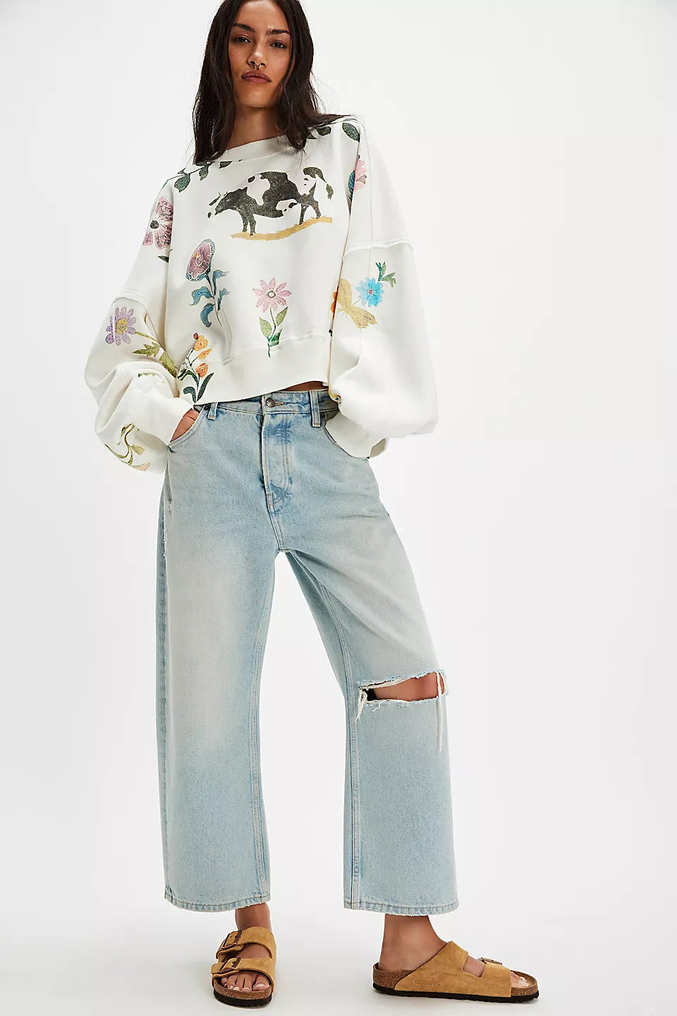 Winter Printing Loose Casual Top All Matching Hoodie