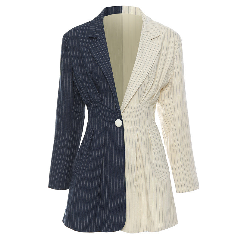 Elegant Two-tone Pinstripe Blazer Dress from Langry, a trendy fashion ملابس choice