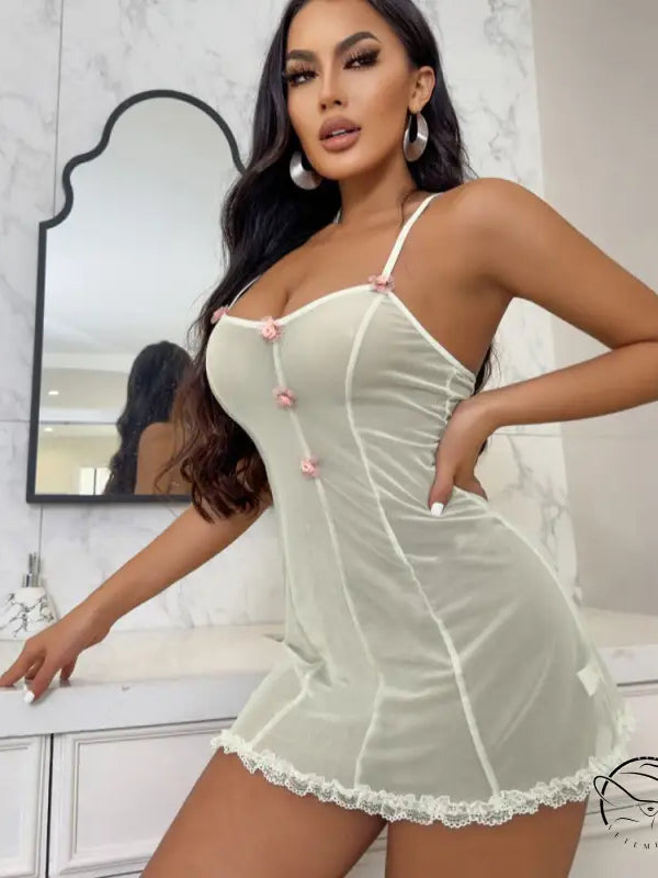 Lingerie Seduction Mesh See Through Nightdress Strap Dress