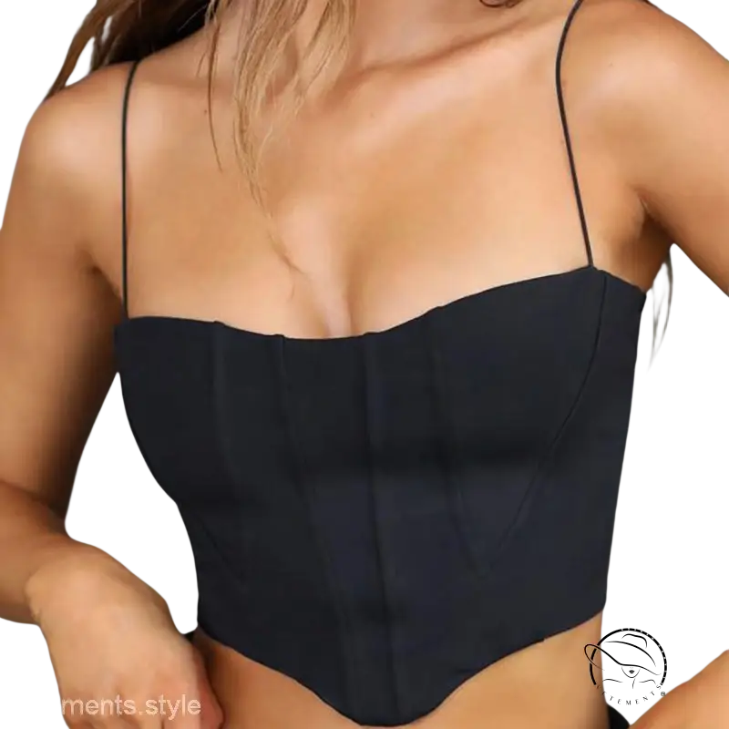 Black open chest boning corset crop top
