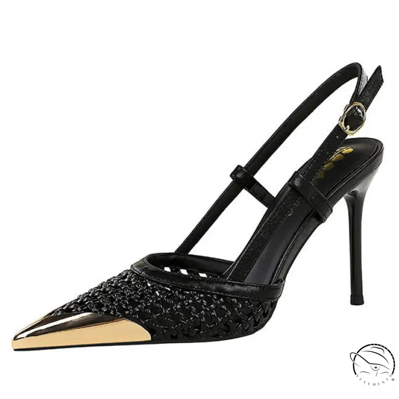 High Grade Metal Pointed Toe Strap Heels