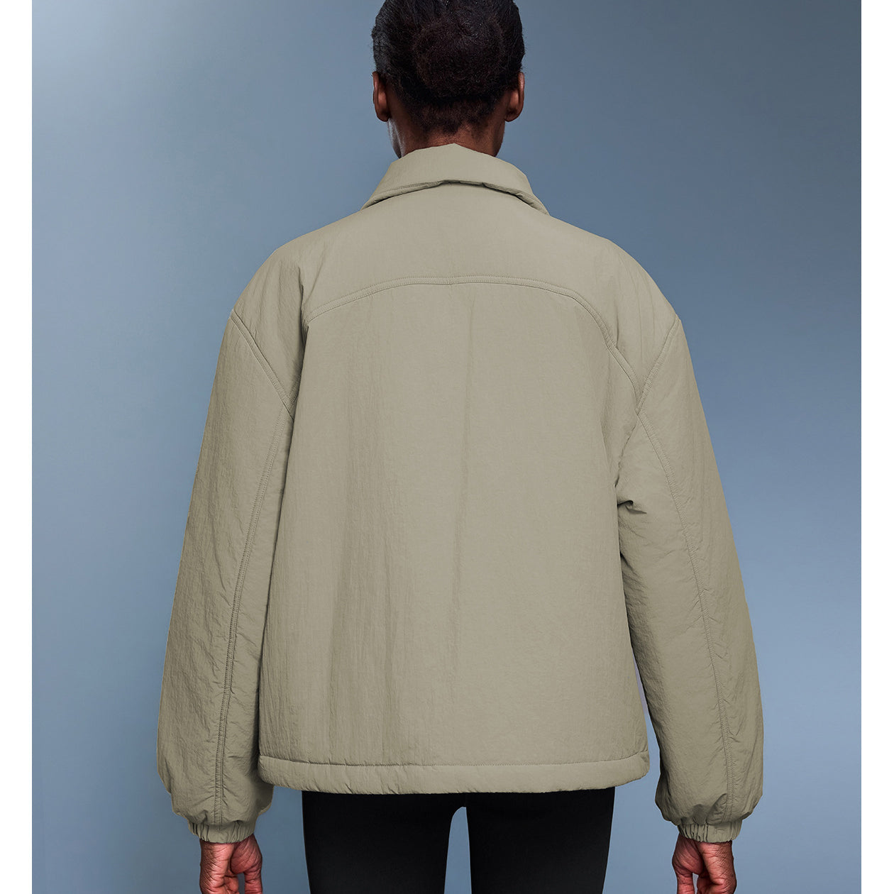 Langry fashion beige quilted jacket with black sleeves, cotton padded coat