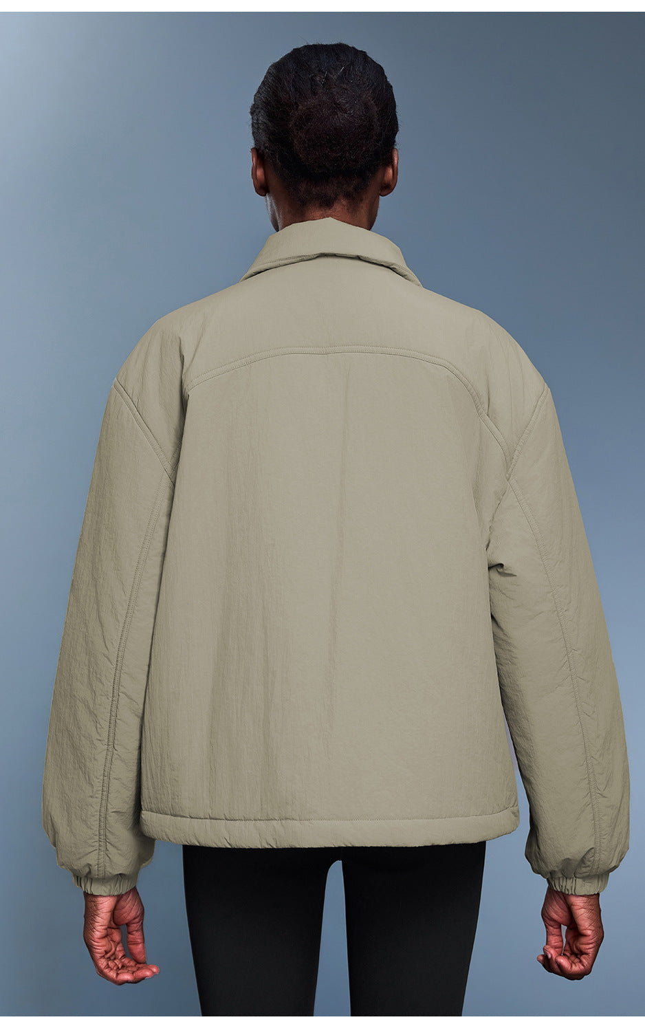 Langry fashion beige quilted jacket with black sleeves, cotton padded coat