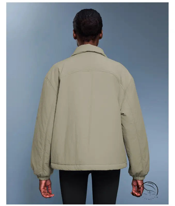 Langry beige quilted fashion jacket with black sleeves, cotton padded coat