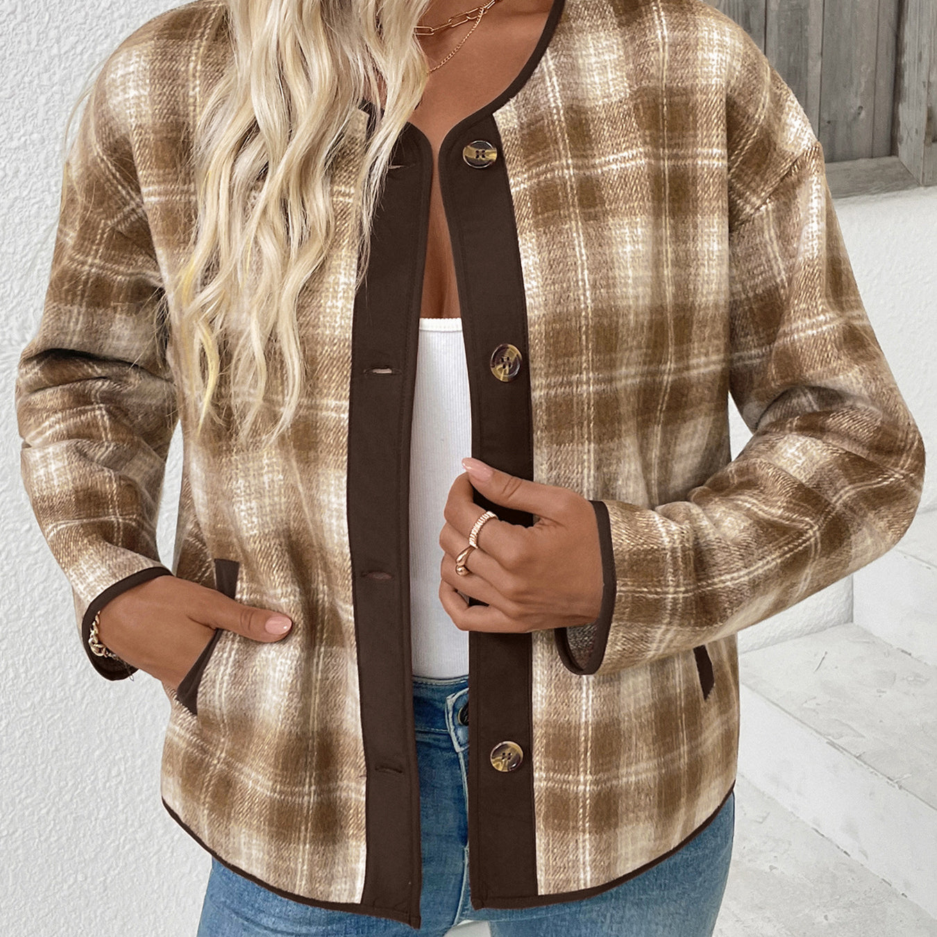 Winter Casual Plaid Cardigan Jacket