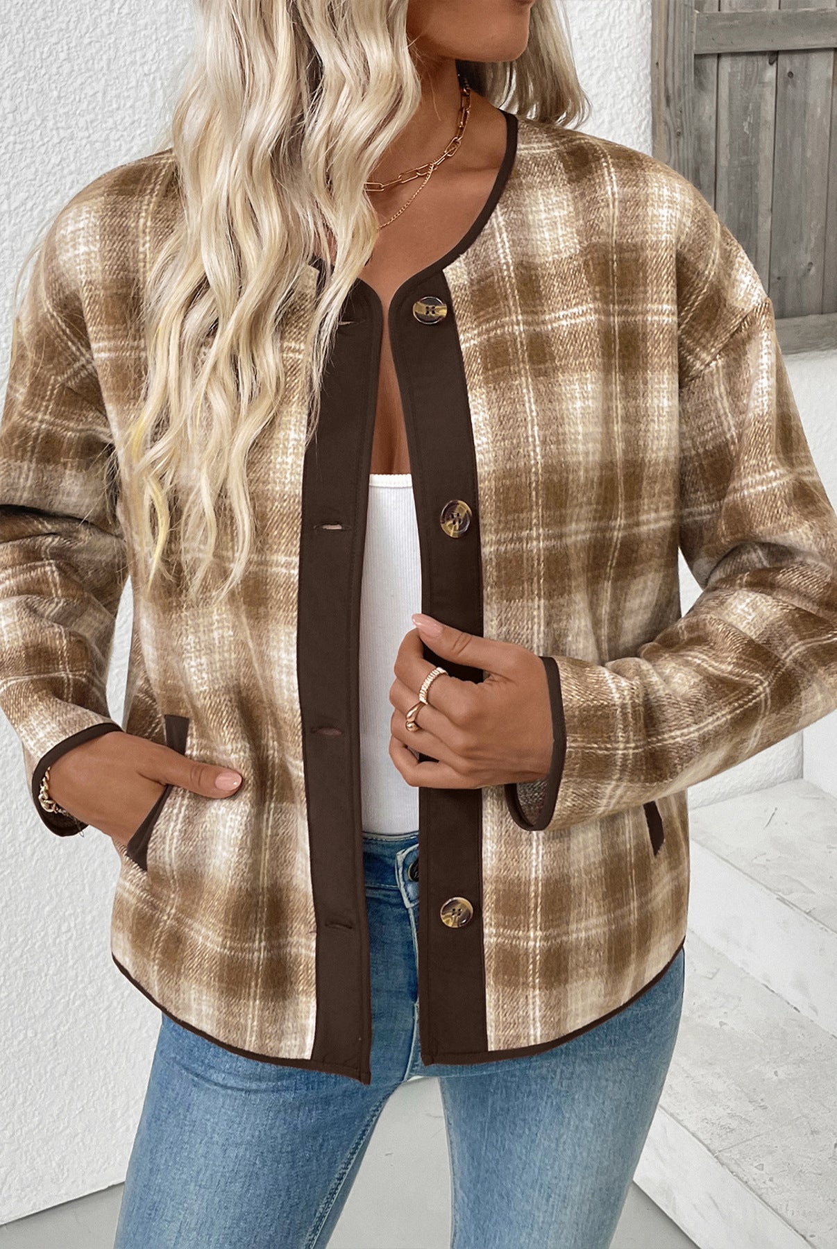 Winter Casual Plaid Cardigan Jacket