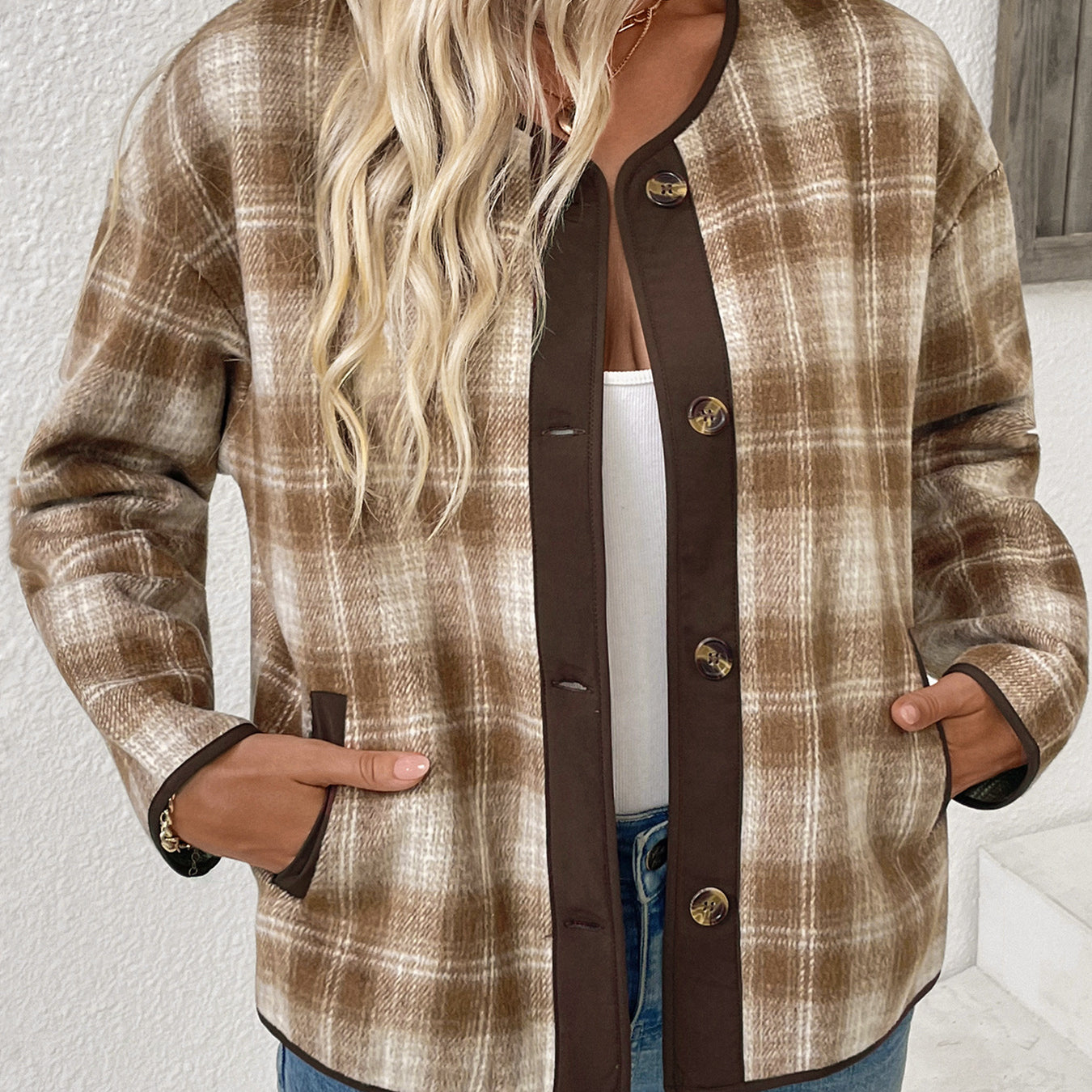 Winter Casual Plaid Cardigan Jacket