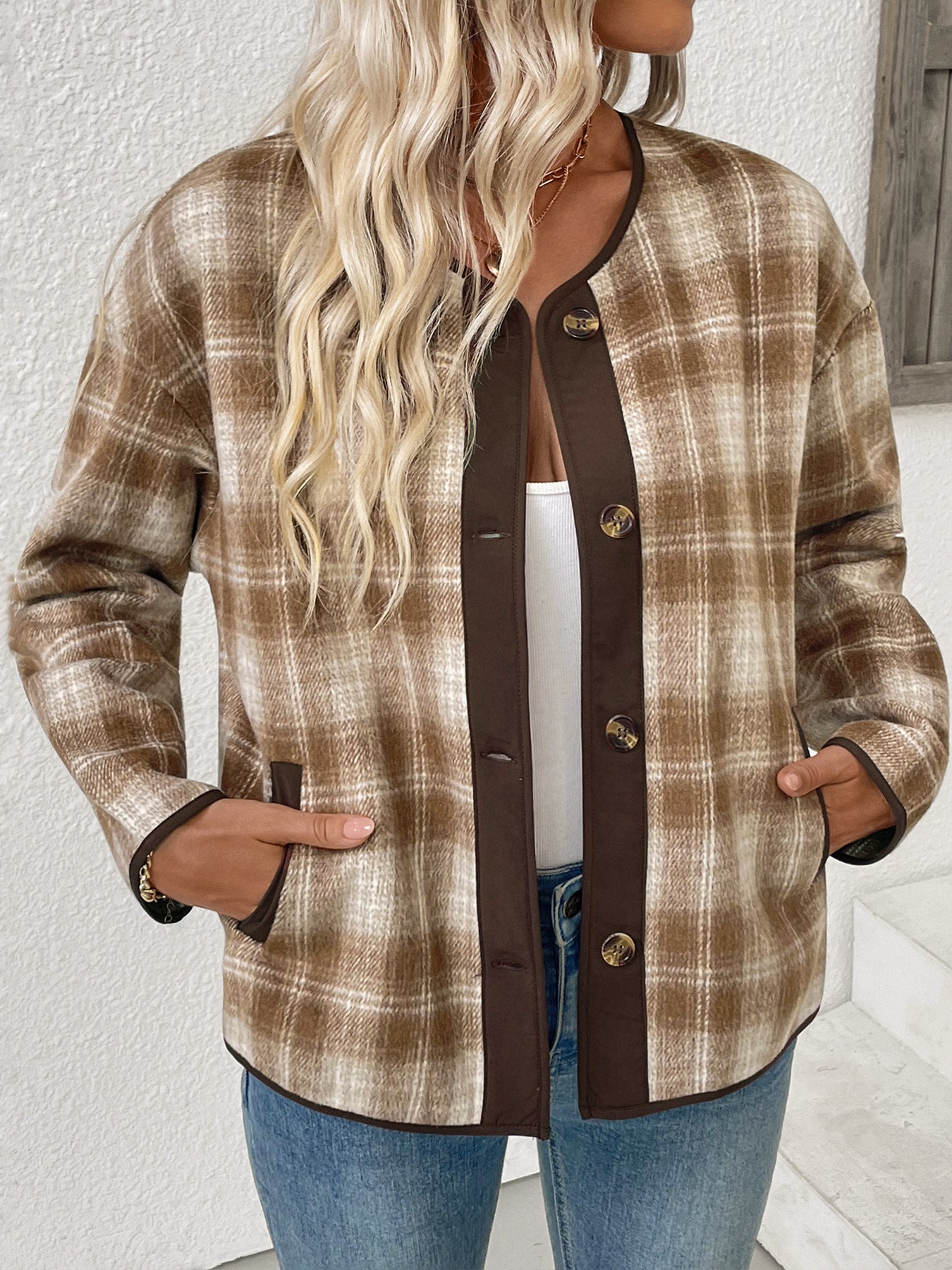 Winter Casual Plaid Cardigan Jacket