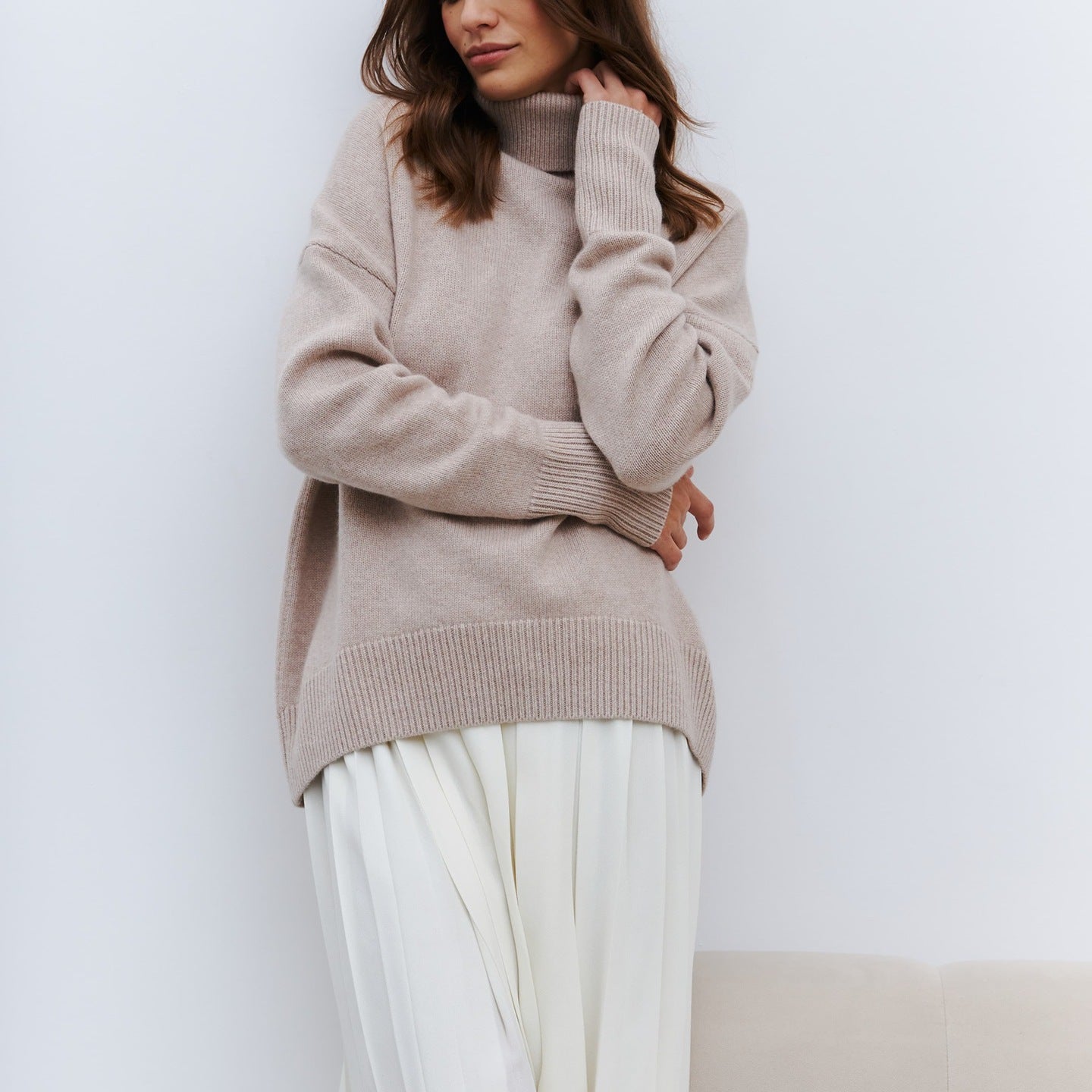 Elegant Knitted High Neck Sweater