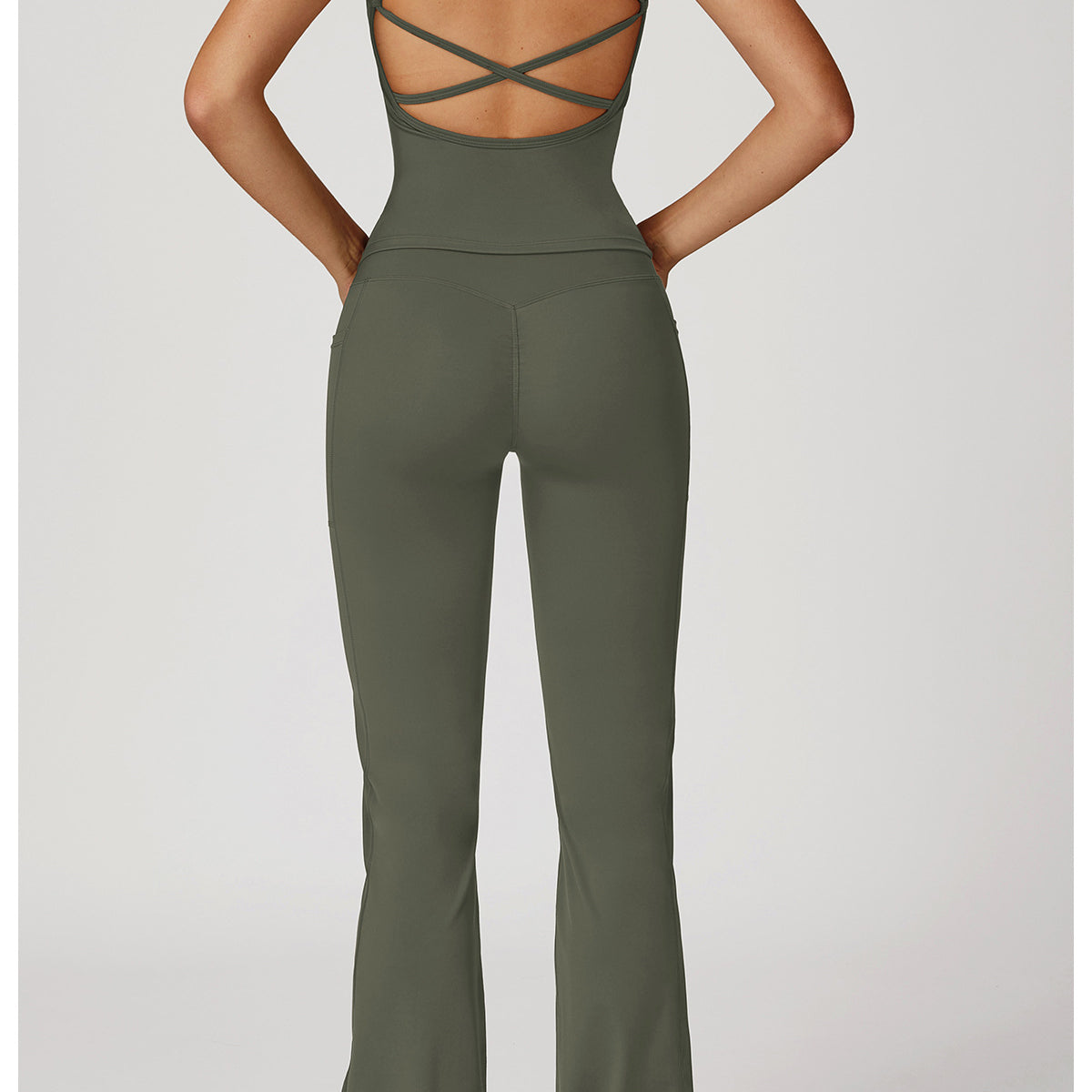 Cross Waist Wide Leg Bootcut Trousers Outdoor