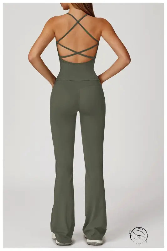 Cross Waist Wide Leg Bootcut Trousers Outdoor