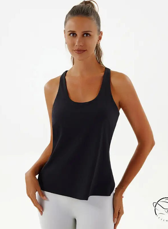 Black racerback yoga breathable top in Langry fashion