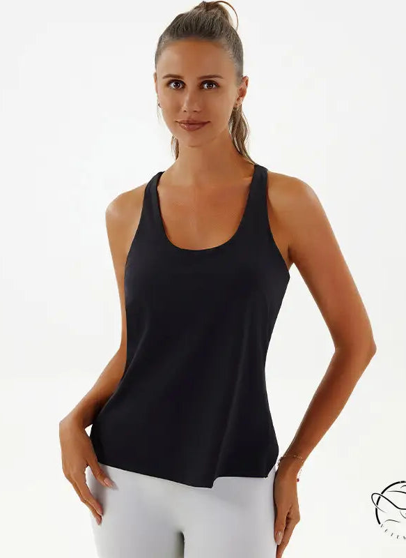 Black racerback yoga breathable top in Langry fashion