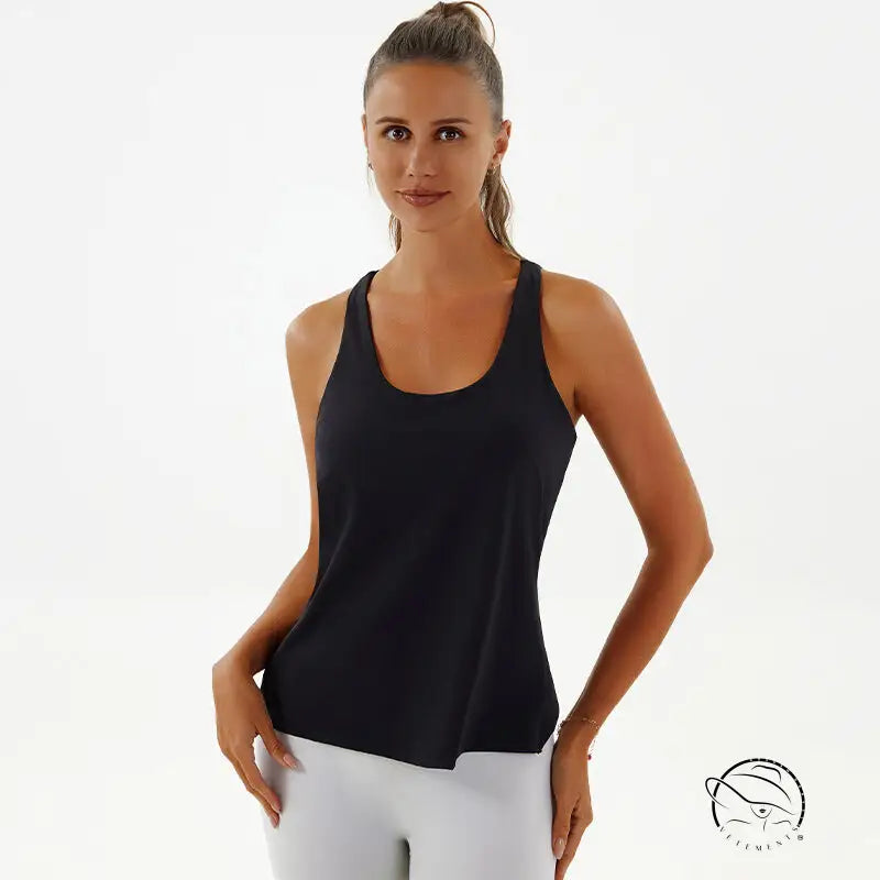 Black racerback yoga breathable top in Langry fashion