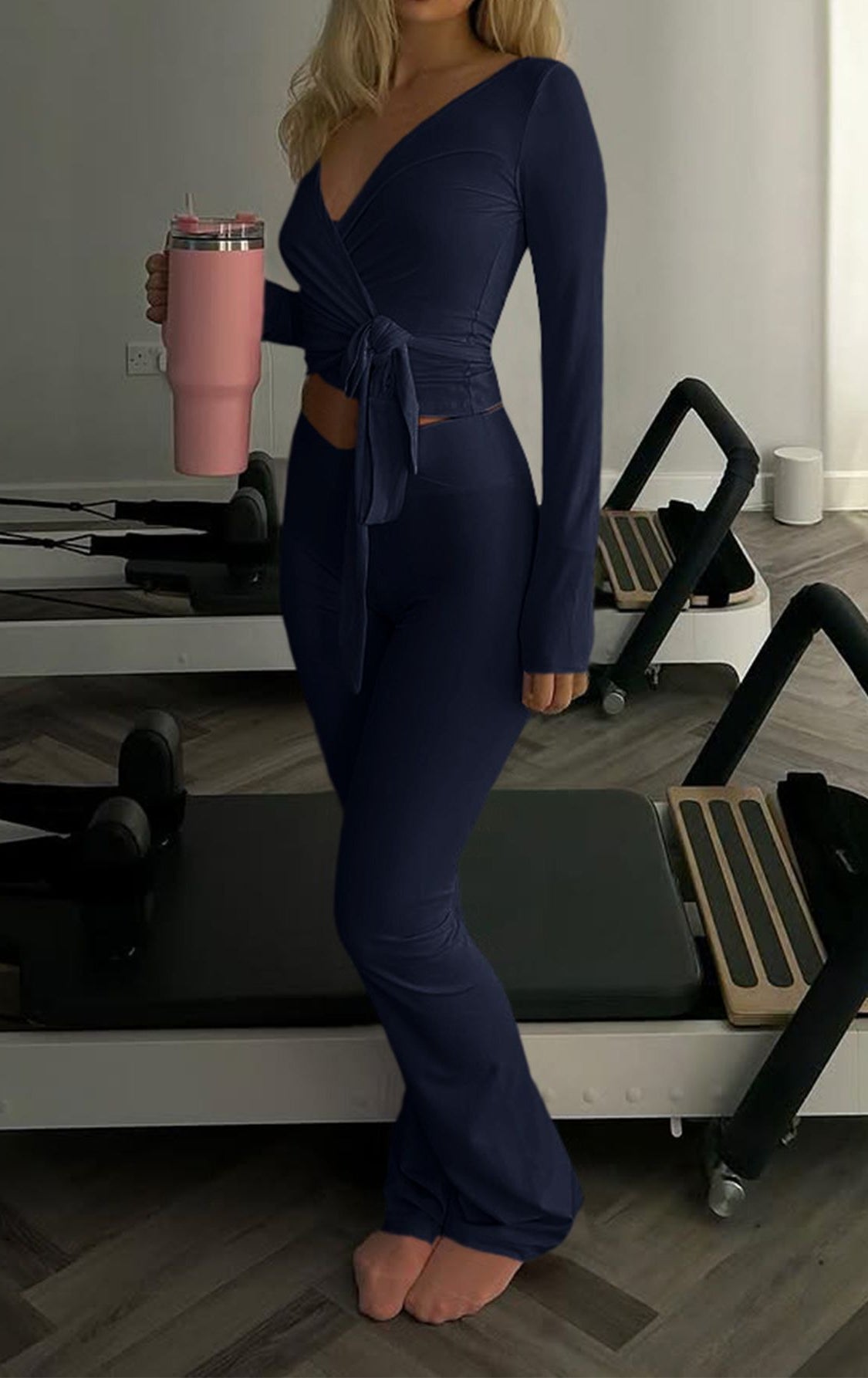 Pink insulated tumbler with silver lid and straw, langry fashion ملابس accessory