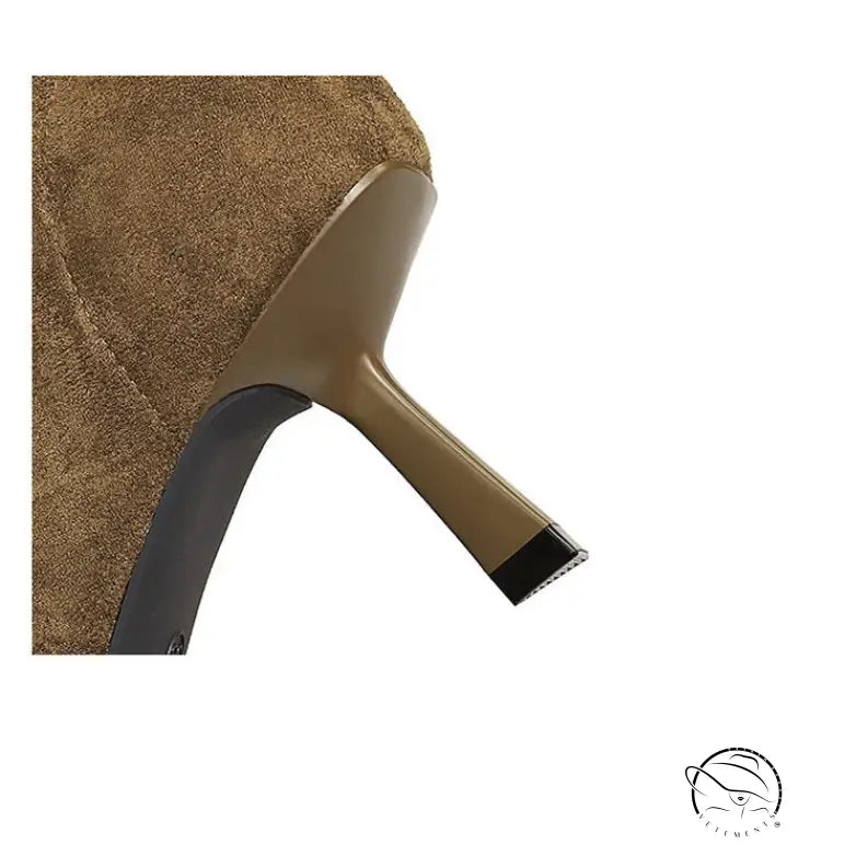 Langry fashion brown suede ankle boot with gold heel
