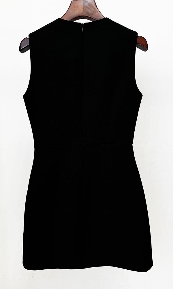 Sleeveless black Elegant Diamond Butterfly Slim Vest Dress on hanger for fashion enthusiasts
