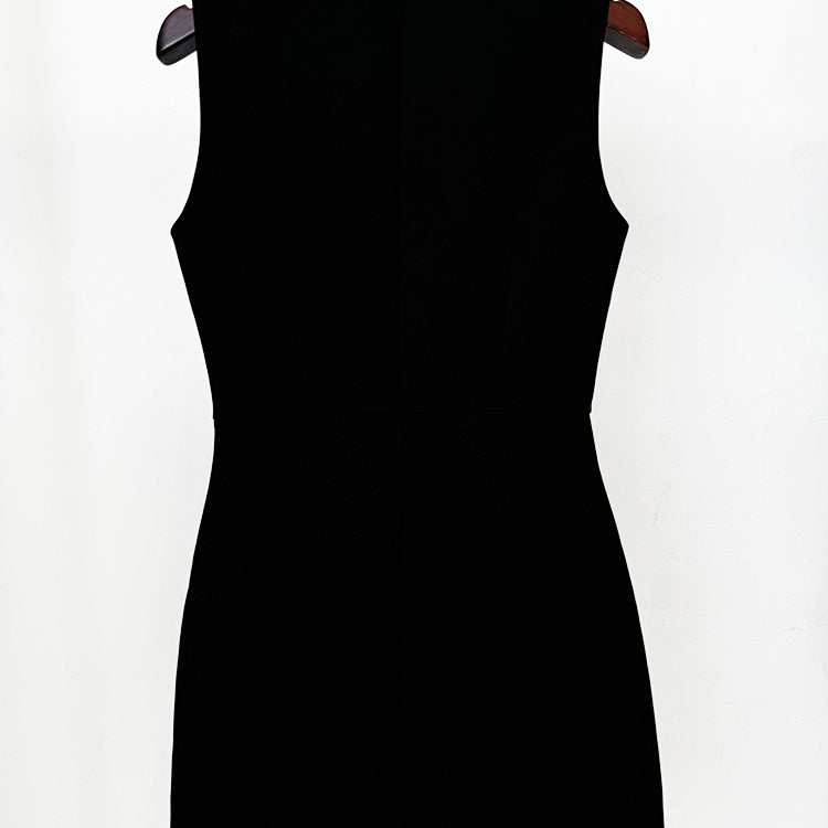 Sleeveless black Elegant Diamond Butterfly Slim Vest Dress on hanger for fashion enthusiasts