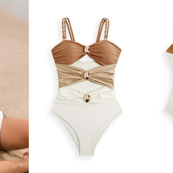 Two-tone one-piece swimsuit from Comfy One Piece Swimsuit collection by Langry fashion ملابس