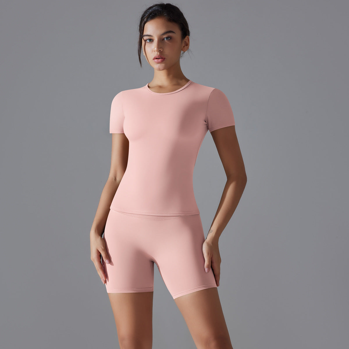 Spring Autumn t Shirt Quick Drying Yoga Clothes Short Sleeve Slim Fit Fitness Blouse Outdoor Running Sports Suit Women