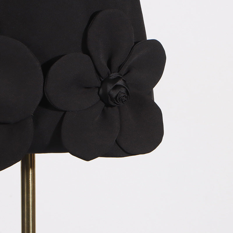 Elegant black fashion dress with floral embellishments for stylish ملابس and langry looks