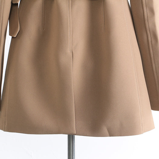 Modern beige wool langry fashion blazer with double-breasted design