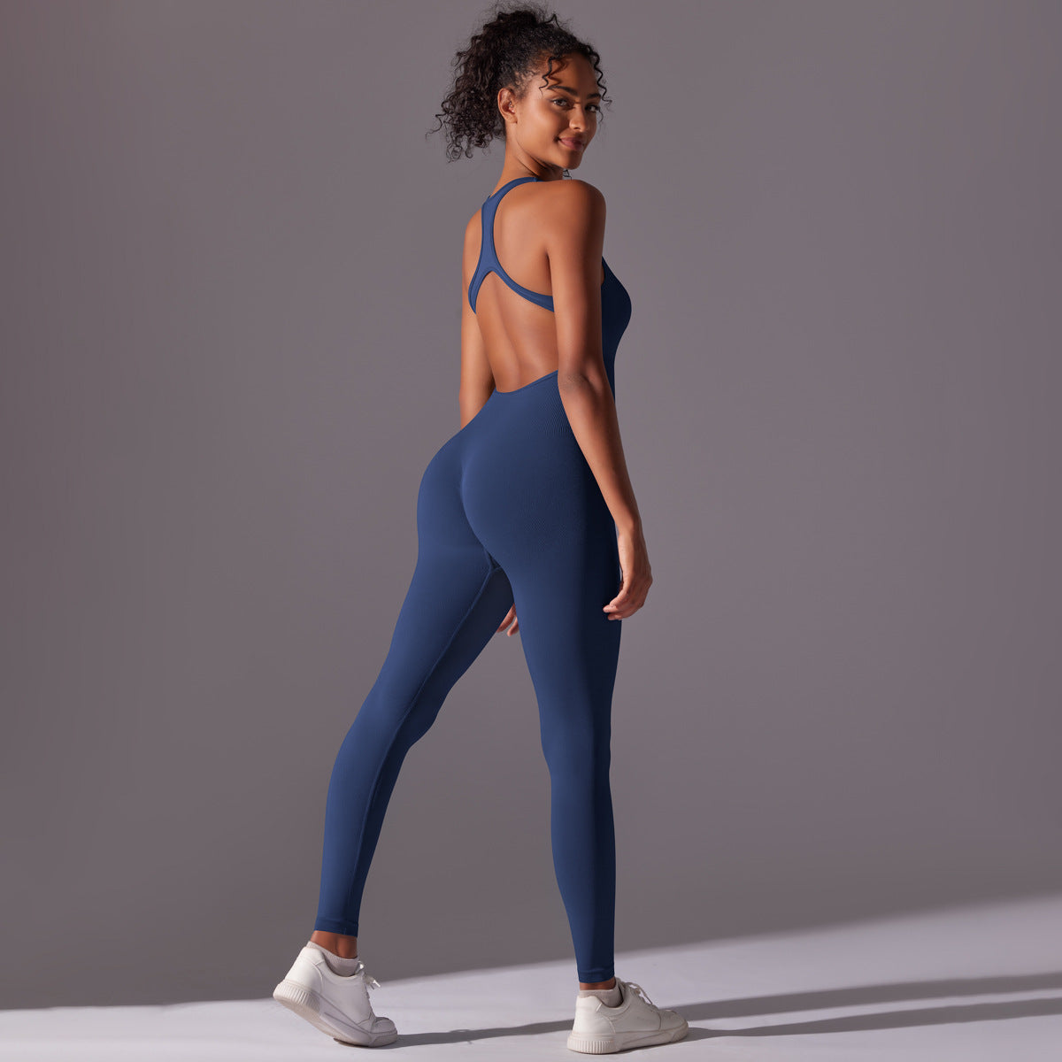 Spring Gym Seamless Shaping Yoga Jumpsuit Integrated Belly Contracting Close Fitting Sports Back one Piece