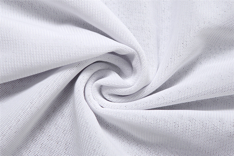 White knitted fabric with swirling pattern, ideal for Summer Women Fashion and ملابس