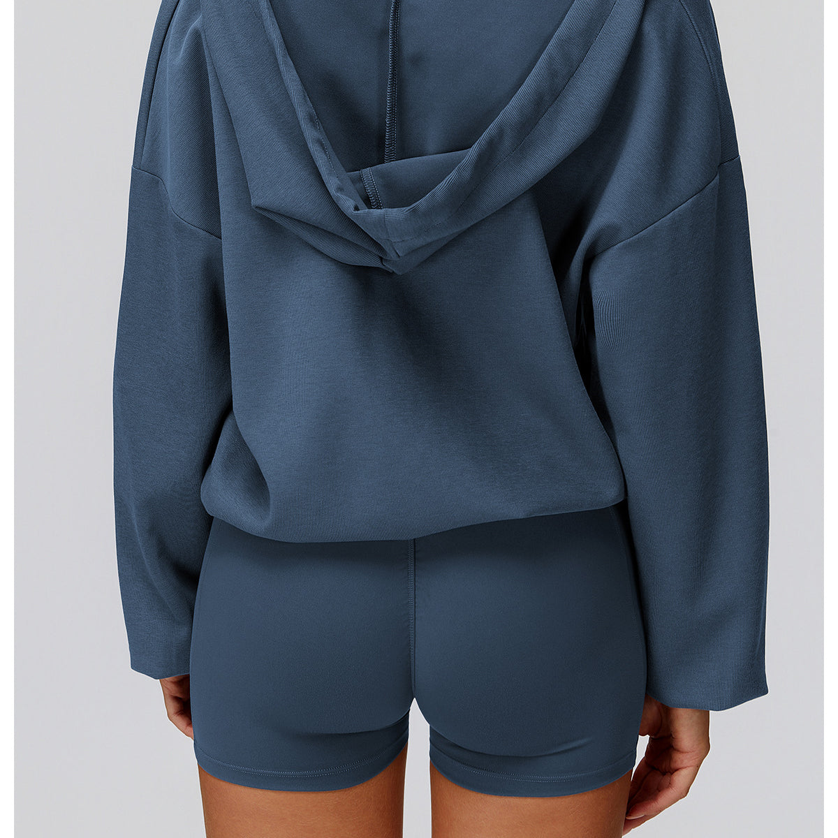 Langry blue hoodie and shorts set for casual fashion exercise wear