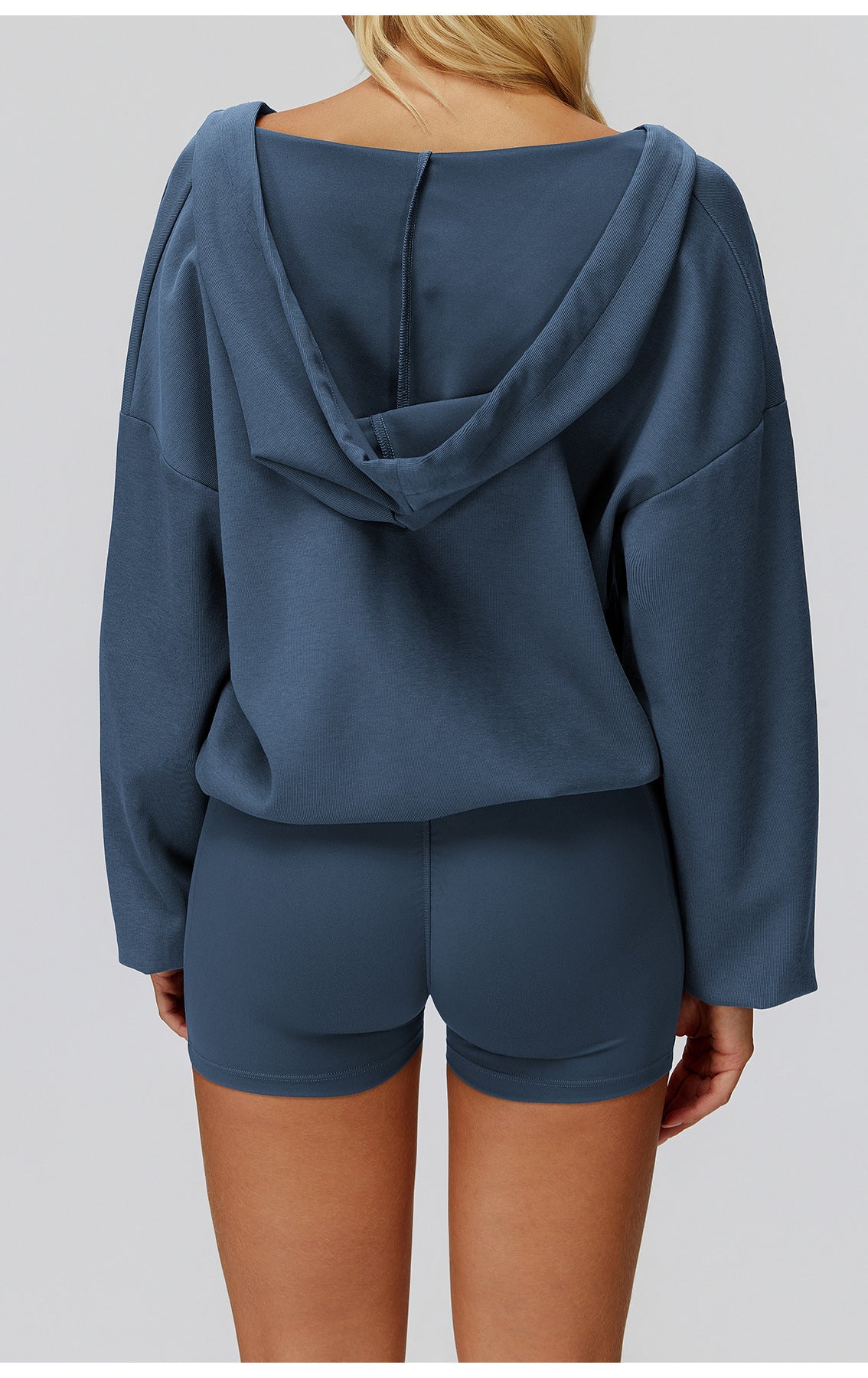 Langry blue hoodie and shorts set for casual fashion exercise wear