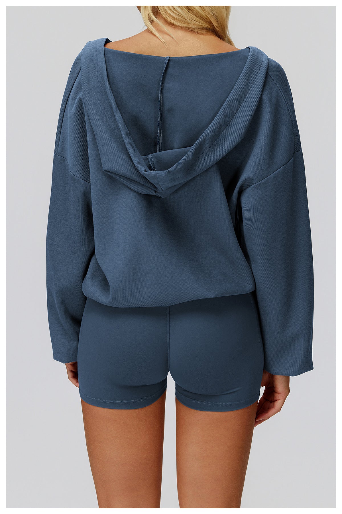 Langry blue hoodie and shorts set for casual fashion exercise wear