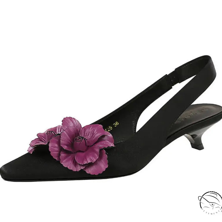 High Grade Floral Pointed Mid Heel Sandals