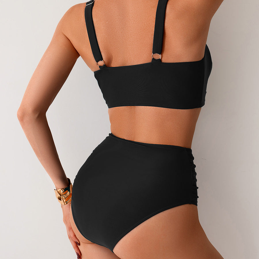 Black high-waisted bikini from Hot High Waist Split Swimsuit Bikini collection for stylish fashion