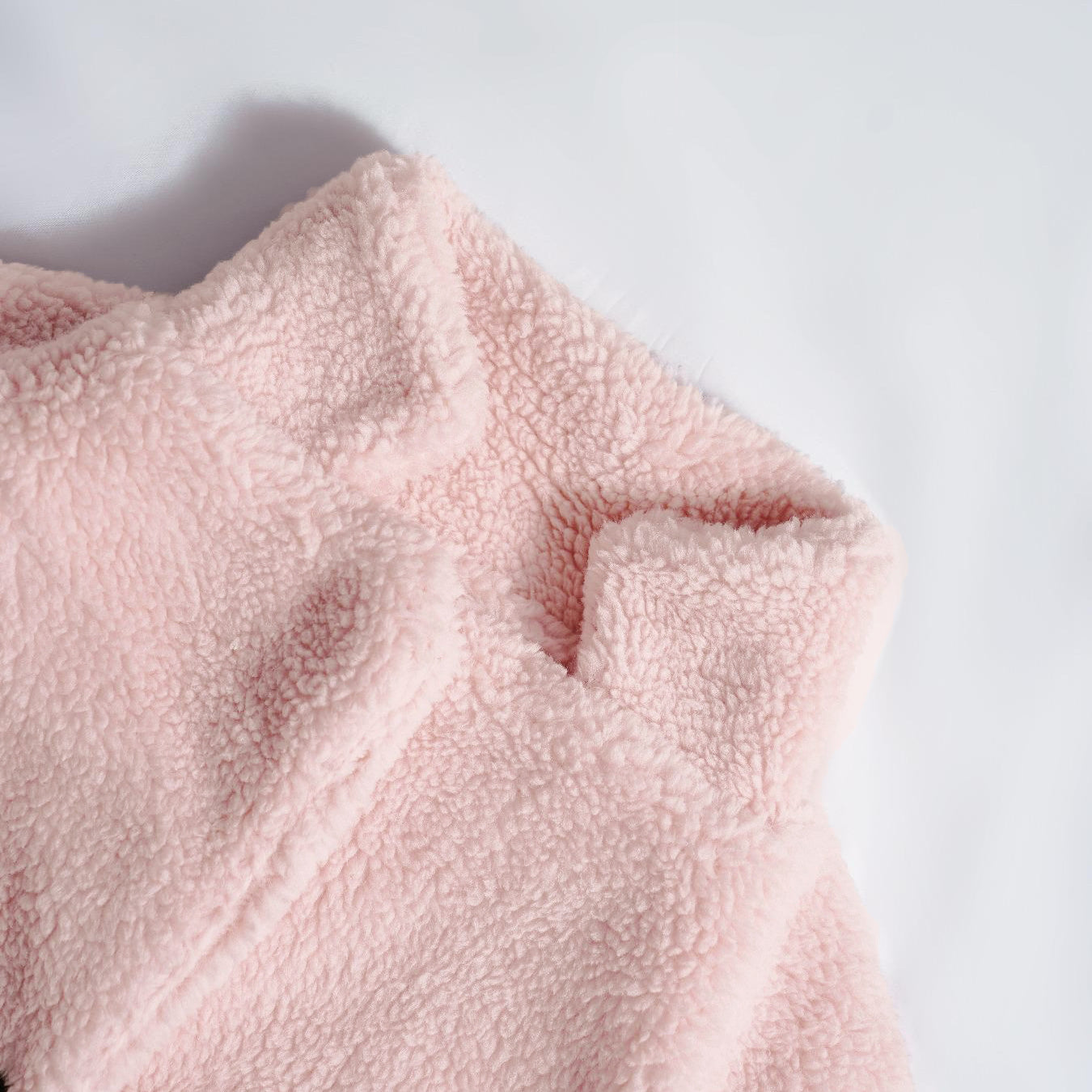 Pink sherpa jacket from Fur Collared Plush Long Coat collection showcasing langry fashion style