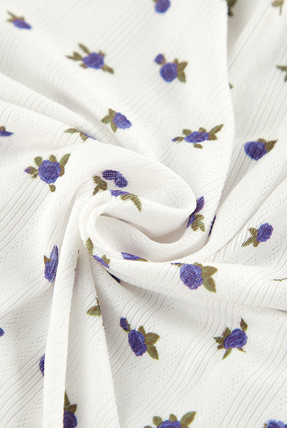 White fabric with purple floral pattern for stylish langry fashion and ملابس comfort