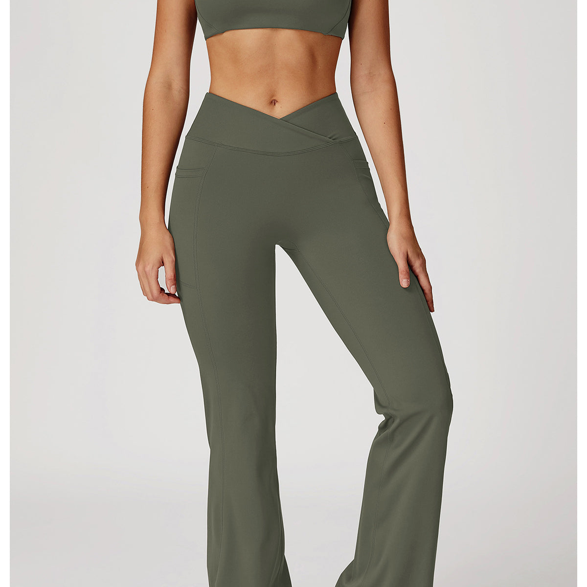 Cross Waist Wide Leg Bootcut Trousers Outdoor