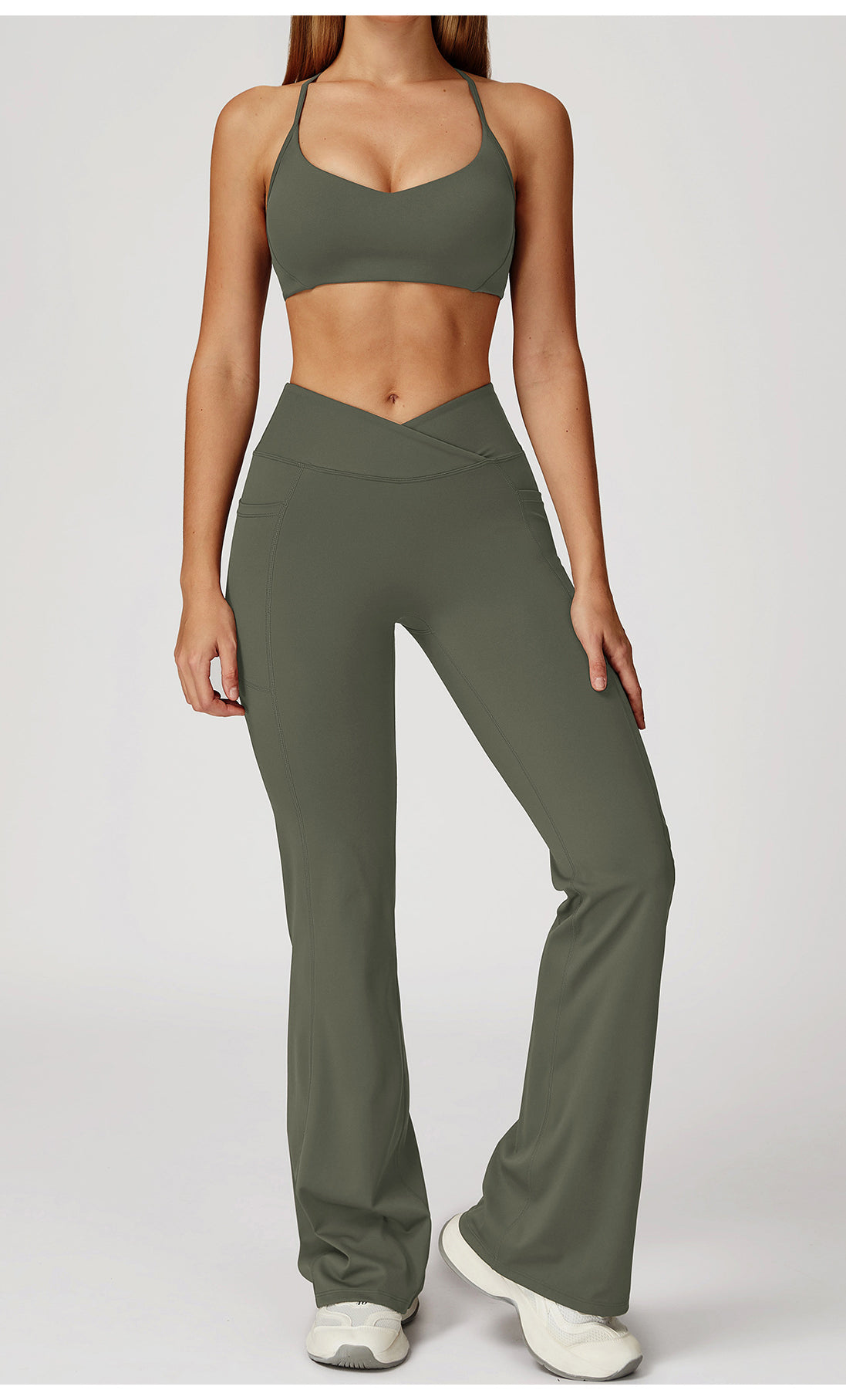 Cross Waist Wide Leg Bootcut Trousers Outdoor