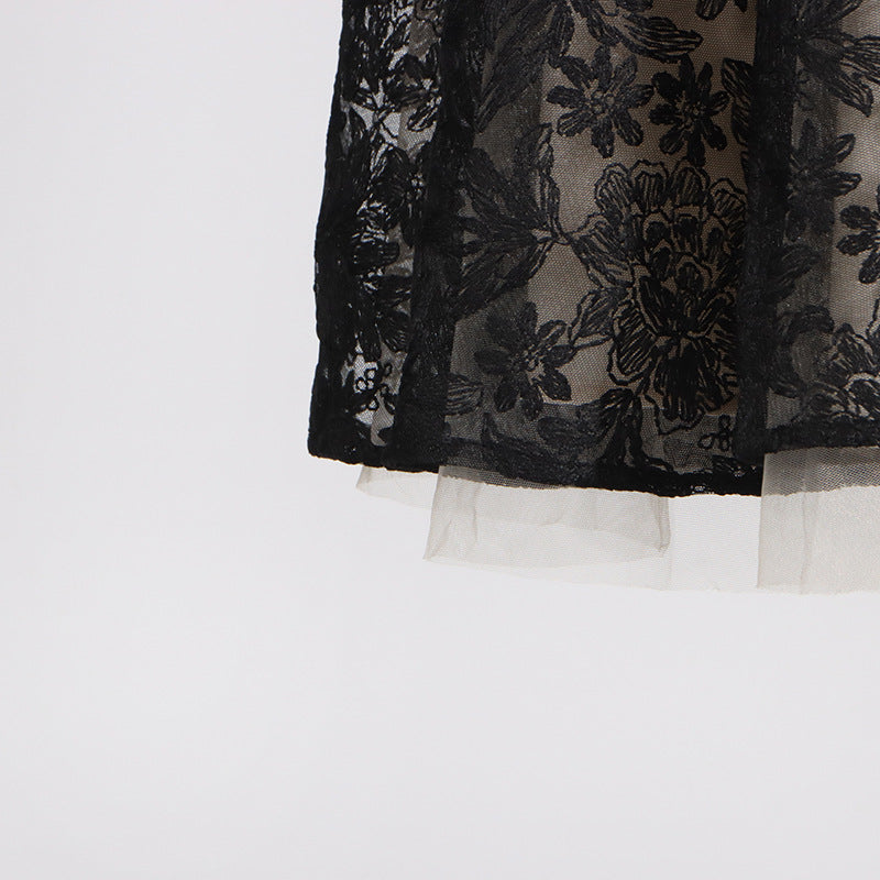 Black floral lace dress from Summer Sling collection, perfect for elegant fashion occasions