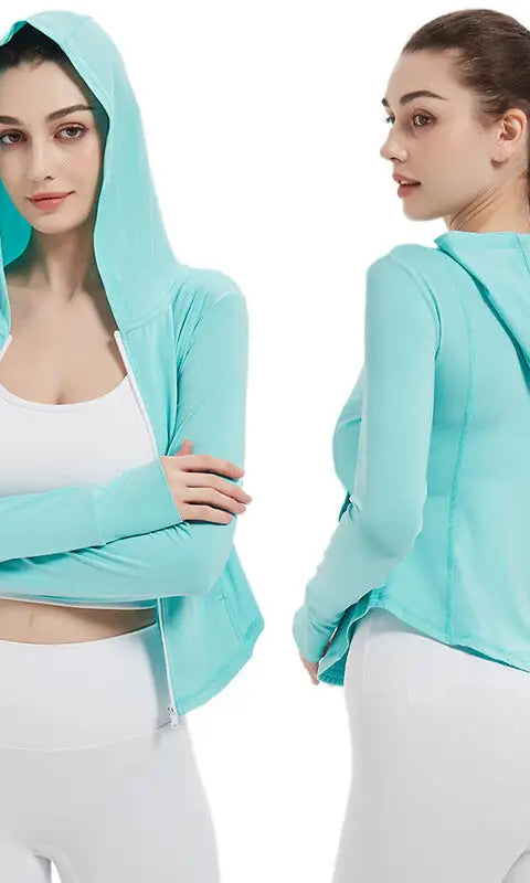 Sports Jacket Women High Elastic Hooded Quick Drying Top Violently Sweat Running Training Yoga Clothes Coat