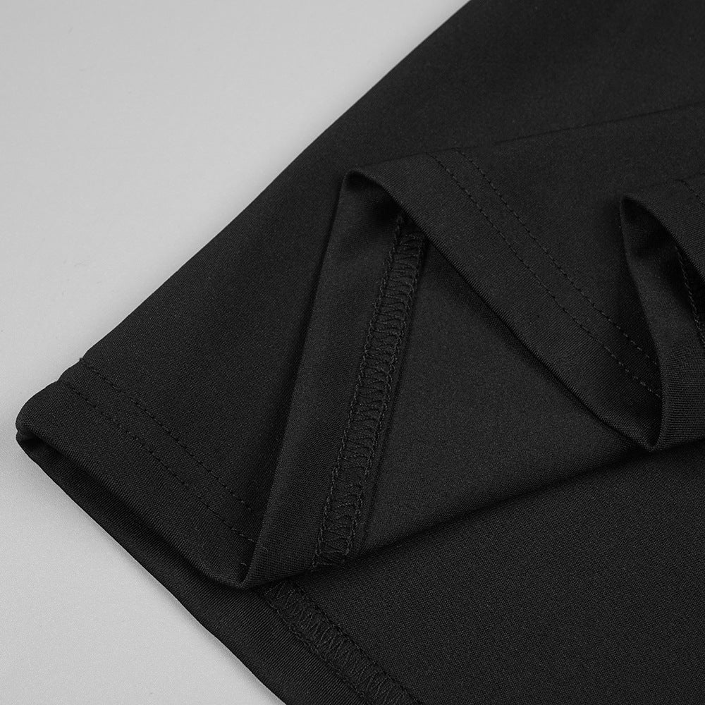 Black fabric seam detail of Elegant Slim Halter Maxi Dress, a stylish fashion choice