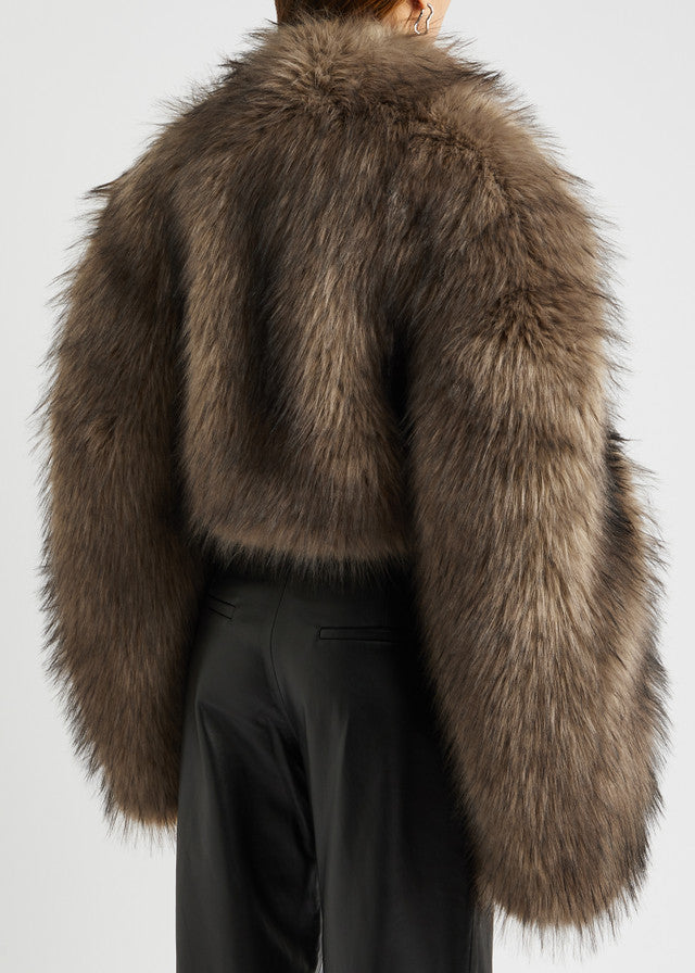 Brown fur jacket with black pants from Lusty Fashion, stylish ملابس for elegance