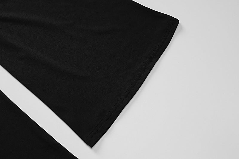 Black wide-leg pants from Backless Long Sleeves Bell Bottom Pants Slim Fit Hip Raise Jumpsuit Women